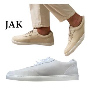 JAK Minimal Leather Sneakers White Low Top Made in Portugal Men’s 47 US 13